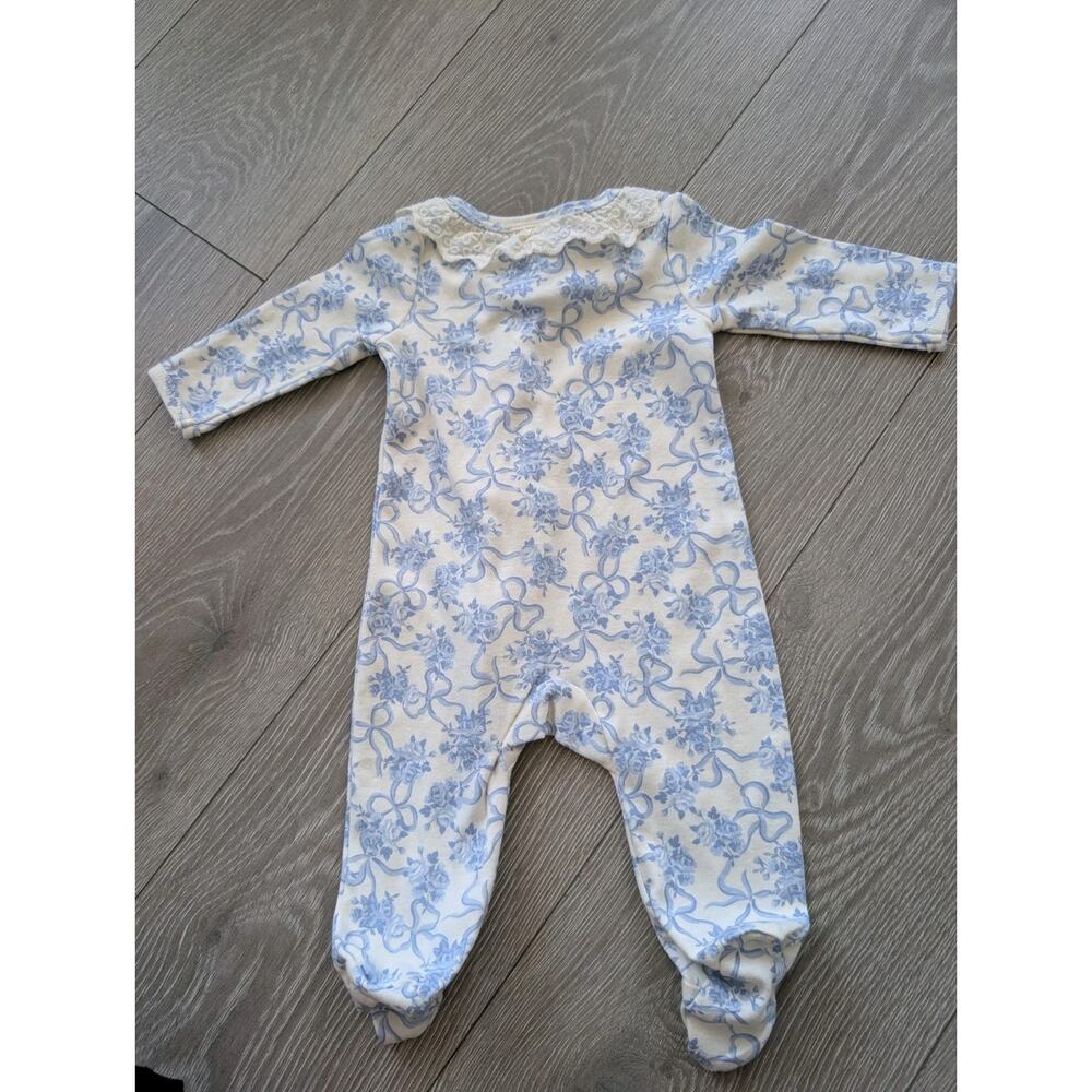 Nicole Miller New York Baby Footed Sleeper One-Piece 0-3M Floral Zip Up Snap - Picture 5 of 5
